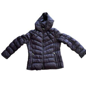 Michael Kors Womens Packable Down Jacket Size XL PURPLE Lightweight Hooded